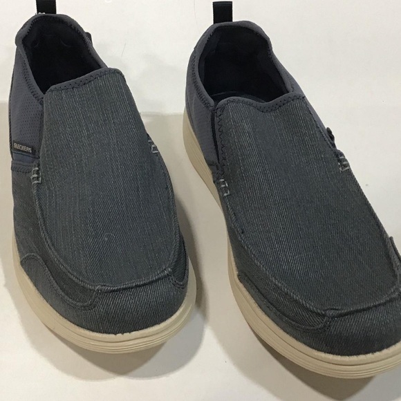 NEW!! Skechers Navy Canvas Slip-On Men's Shoes Size 12 - Picture 1 of 7